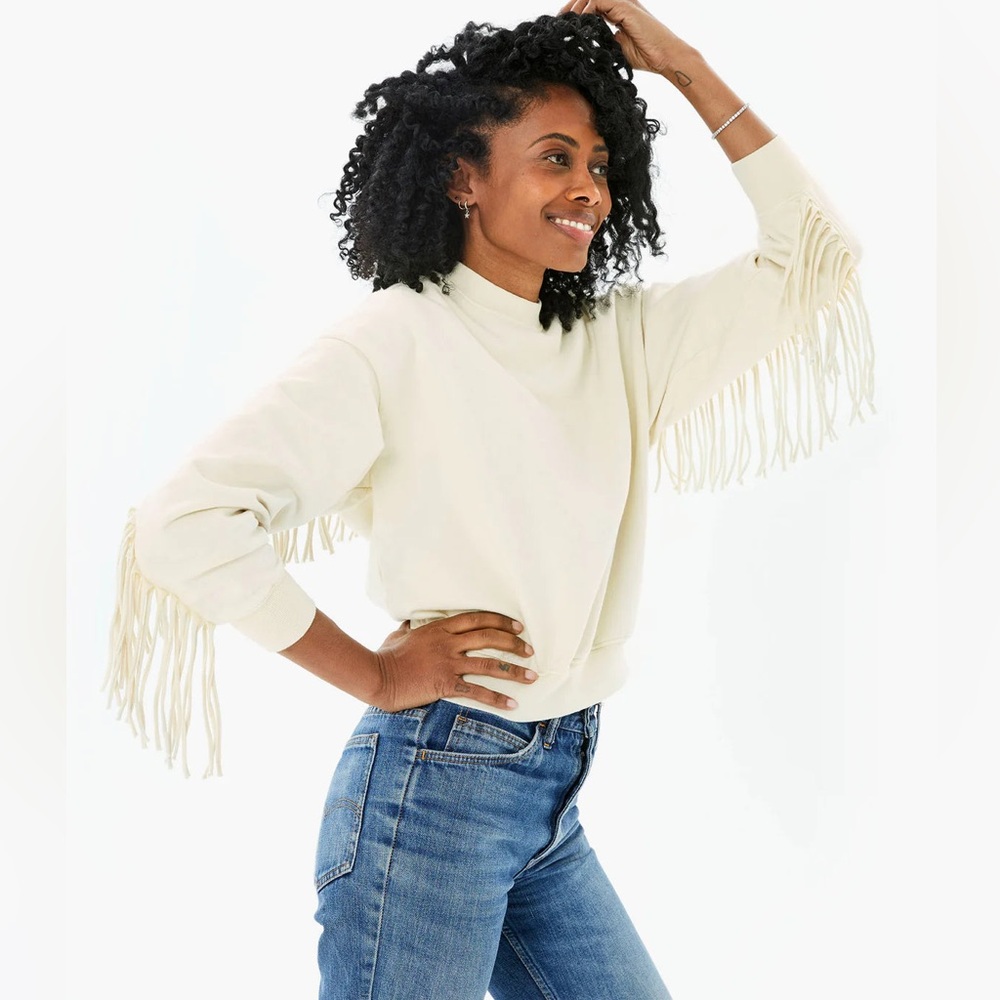 Clare V. - Le Drop Fringe Sweatshirt Size Medium